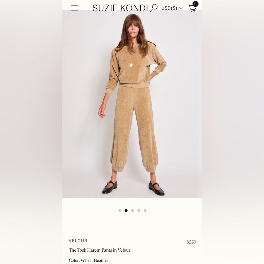 Suzi Kondi Tosk Harem Pants Velour in Wheat Heather Women's Joggers